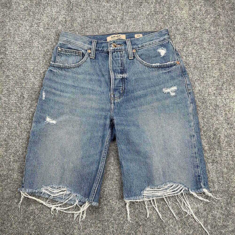Ariat Real Denim Shorts Womens 26 Ultra High Rise Jazmine Button Fly Distressed
